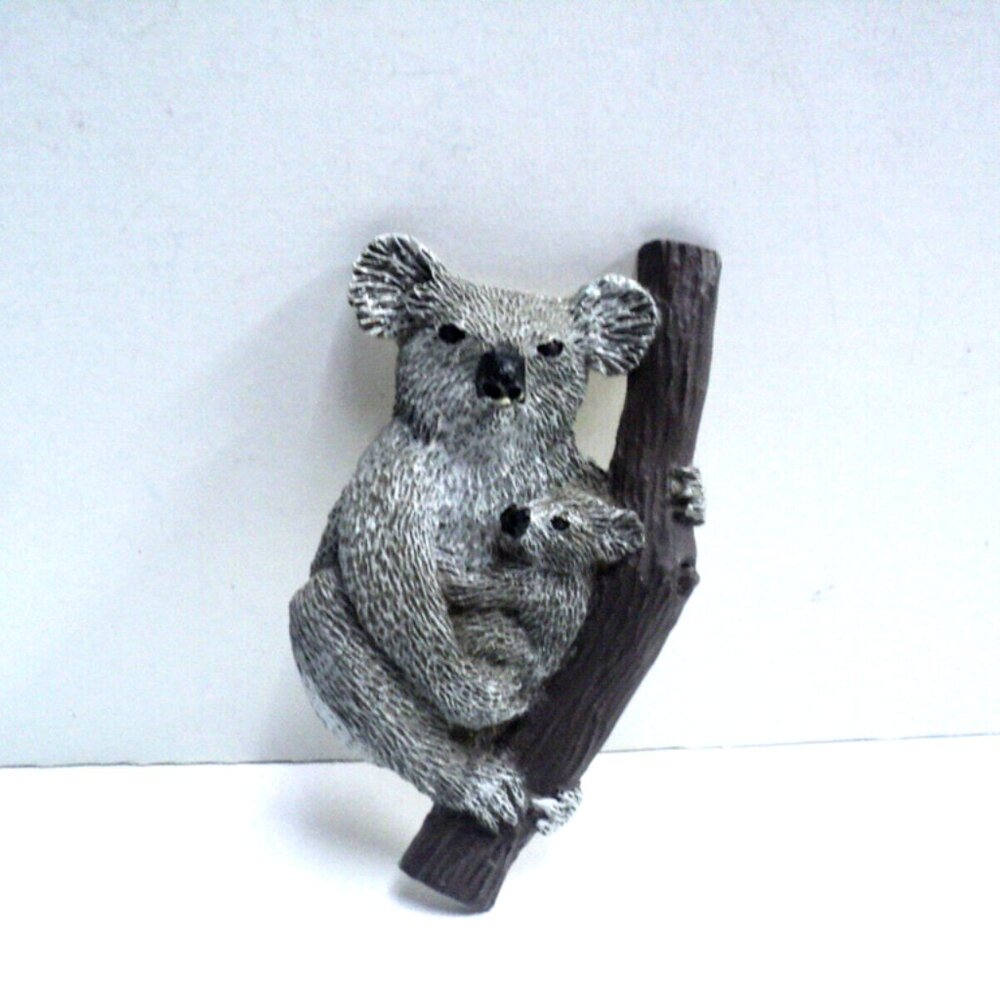 Stone Critters Mother & Baby Koala on Tree Refrigerator Magnet 1990's 3" High